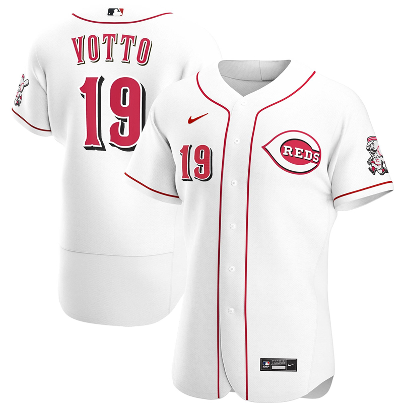 2020 MLB Men Cincinnati Reds 19 Joey Votto Nike White Home 2020 Authentic Player Jersey 1
